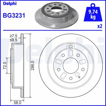 Jeu de 2 disques de frein arrière DELPHI BG3231