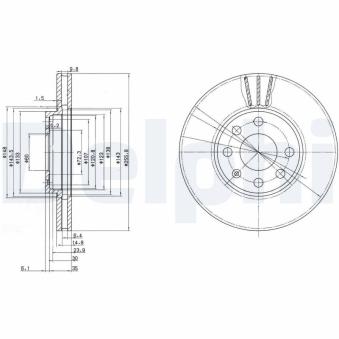 Jeu de 2 disques de frein avant DELPHI OEM 569059