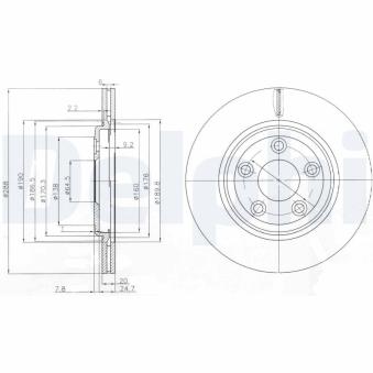 Jeu de 2 disques de frein arrière DELPHI BG3512 pour JAGUAR XJ V6 3.0 - 238cv