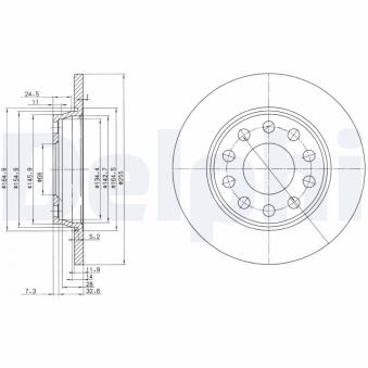 Jeu de 2 disques de frein arrière DELPHI BG3674C pour AUDI A4 1.9 TDI - 130cv