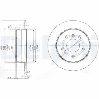 Jeu de 2 disques de frein arrière DELPHI [BG3710]