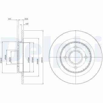 Jeu de 2 disques de frein arrière DELPHI OEM 4324591