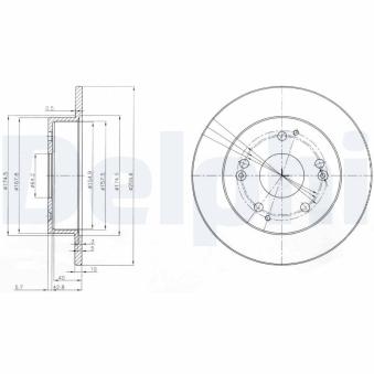 Jeu de 2 disques de frein arrière DELPHI BG3746 pour SEAT MARBELLA 1.6 i - 110cv