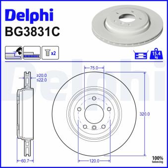 Jeu de 2 disques de frein arrière DELPHI OEM 34216855157 Jeu de 2 disques de frein arrière DELPHI OEM 34216855157