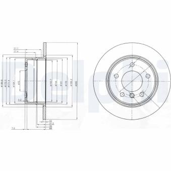 Jeu de 2 disques de frein arrière DELPHI OEM 34216766225