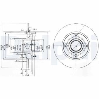 Jeu de 2 disques de frein arrière DELPHI OEM 4246Z9