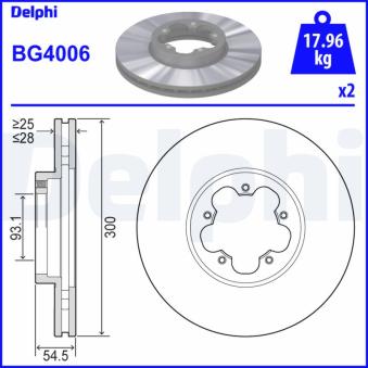 Jeu de 2 disques de frein avant DELPHI BG4006 pour RENAULT THALIA 2.2 TDCi - 110cv