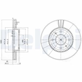 Jeu de 2 disques de frein avant DELPHI OEM 517123D100
