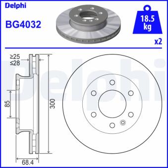 Jeu de 2 disques de frein avant DELPHI [BG4032]