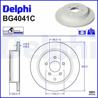 Jeu de 2 disques de frein avant DELPHI BG4041C pour INFINITI FX 3.5 - 280cv