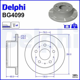 Jeu de 2 disques de frein arrière DELPHI OEM 51740248
