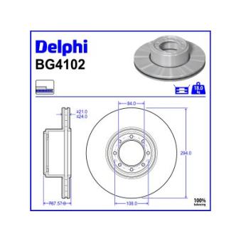 Jeu de 2 disques de frein arrière DELPHI BG4102 pour IVECO DAILY 33S15. 35S15. 35C15 - 146cv