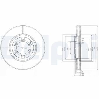 Jeu de 2 disques de frein avant DELPHI BG4133 pour HYUNDAI TERRACAN 2.9 CRDi - 150cv