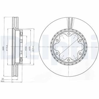 Jeu de 2 disques de frein avant DELPHI BG4210 pour TOYOTA HIACE 2.5 D-4D - 117cv