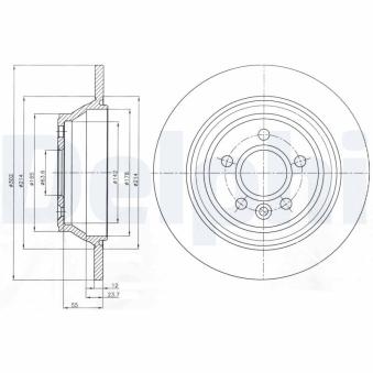 Jeu de 2 disques de frein arrière DELPHI [BG4238C]