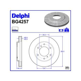 Jeu de 2 disques de frein avant DELPHI BG4257 pour MITSUBISHI PAJERO 3.2 DI-D 4WD - 165cv