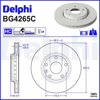 Jeu de 2 disques de frein avant DELPHI BG4265C pour AUDI Q3 1.5 DCI 4x4 - 110cv