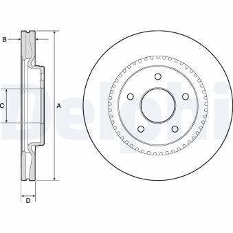 Jeu de 2 disques de frein avant DELPHI BG4283 pour NISSAN X-TRAIL 2.5 - 161cv