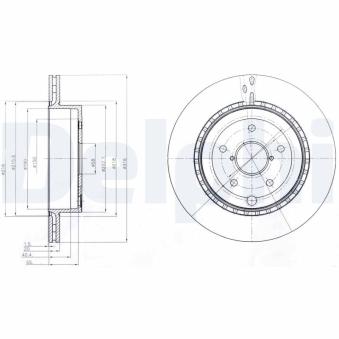 Jeu de 2 disques de frein arrière DELPHI BG4287 pour SUBARU IMPREZA 2.5 WRX STI AWD - 301cv