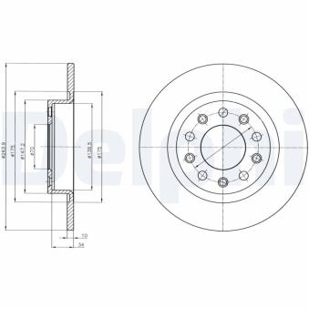 Jeu de 2 disques de frein arrière DELPHI [BG4315]