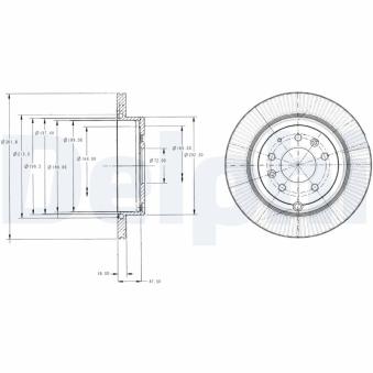 Jeu de 2 disques de frein arrière DELPHI BG4336 pour MAZDA CX-7 2.3 MZR DISI Turbo - 260cv
