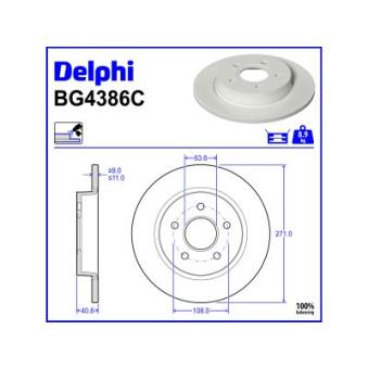 Jeu de 2 disques de frein arrière DELPHI BG4386C pour FORD FOCUS 1.6 - 105cv