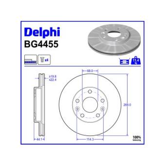 Jeu de 2 disques de frein avant DELPHI BG4455 pour AUDI Q3 1.5 DCI 4x4 - 110cv