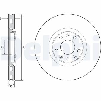 Jeu de 2 disques de frein avant DELPHI BG4457 pour PEUGEOT RCZ 2.0 HDI - 163cv