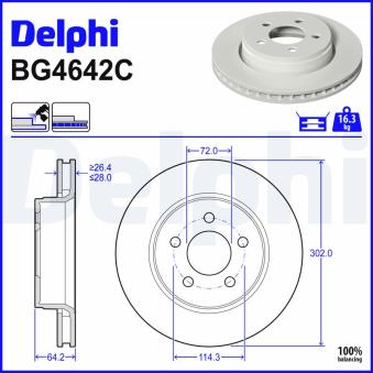 Jeu de 2 disques de frein arrière DELPHI [BG4642C]