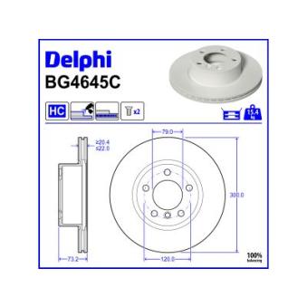 Jeu de 2 disques de frein avant DELPHI BG4645C pour ALFA ROMEO 90 320 i Efficient Dynamics - 170cv