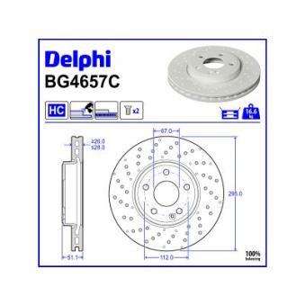 Jeu de 2 disques de frein avant DELPHI [BG4657C]
