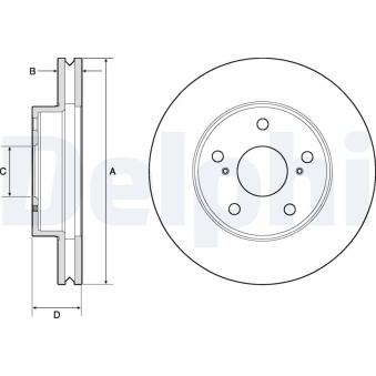 Jeu de 2 disques de frein avant DELPHI BG4758C pour TOYOTA FJ CRUISER 2.5 D-4D - 120cv