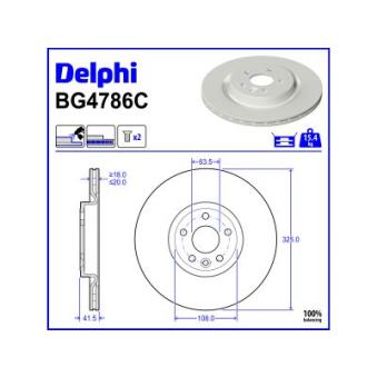 Jeu de 2 disques de frein arrière DELPHI [BG4786C]