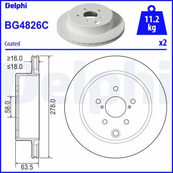 Jeu de 2 disques de frein arrière DELPHI [BG4826C]