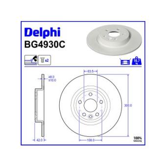 Jeu de 2 disques de frein arrière DELPHI BG4930C pour FIAT UNO 2.0 D AWD - 179cv