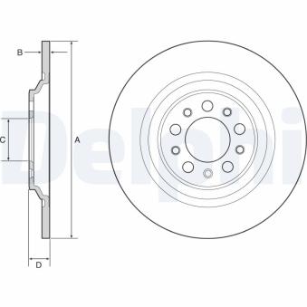 Jeu de 2 disques de frein arrière DELPHI [BG4961C]