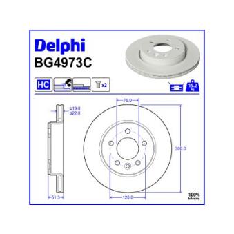 Jeu de 2 disques de frein arrière DELPHI BG4973C pour VOLKSWAGEN CRAFTER 2,0 TDI 4motion - 163cv