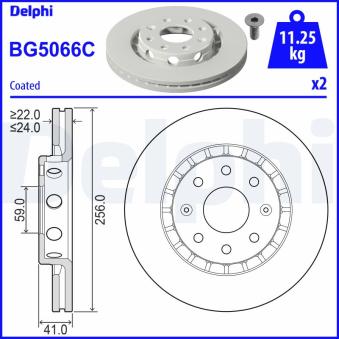Jeu de 2 disques de frein avant DELPHI [BG5066C]