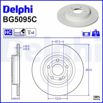 Jeu de 2 disques de frein arrière DELPHI BG5095C pour MERCEDES-BENZ CLASSE A A 220 d 4-matic - 190cv