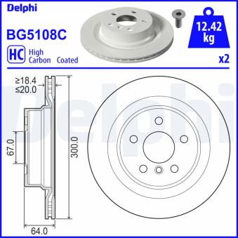 Jeu de 2 disques de frein arrière DELPHI [BG5108C]