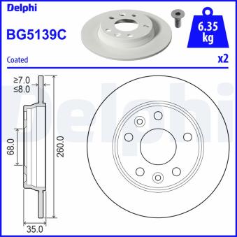 Jeu de 2 disques de frein arrière DELPHI BG5139C pour RENAULT ZOE ZOE - 92cv