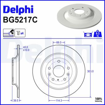 Jeu de 2 disques de frein arrière DELPHI [BG5217C]