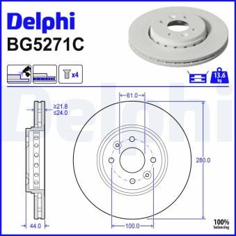 Jeu de 2 disques de frein avant DELPHI BG5271C pour DACIA JOGGER 1,0 TCe 100 ECO-G - 101cv