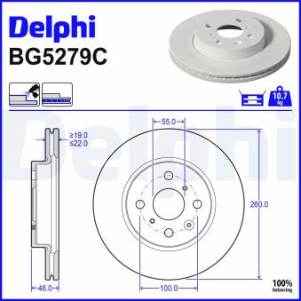 Jeu de 2 disques de frein avant DELPHI [BG5279C]