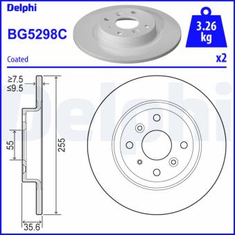 Jeu de 2 disques de frein arrière DELPHI BG5298C pour MAZDA 2 1,5 E-SKYACTIV G - 115cv
