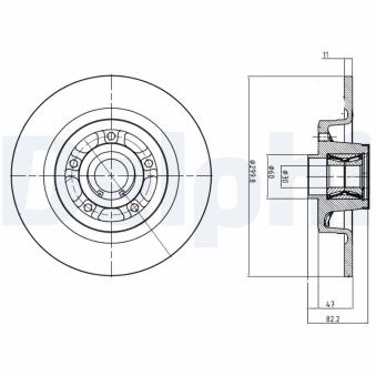 Jeu de 2 disques de frein arrière DELPHI OEM 8200663193