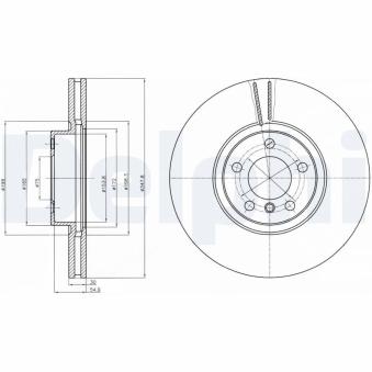 Jeu de 2 disques de frein avant DELPHI OEM 34116793244