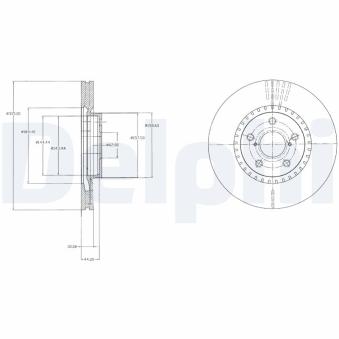 Jeu de 2 disques de frein avant DELPHI [BG9074]