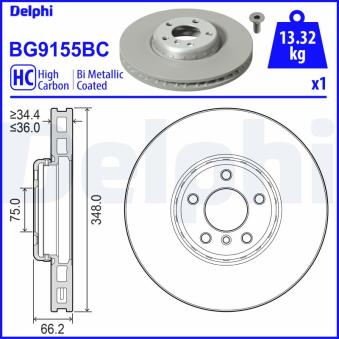 Disque de frein avant gauche DELPHI OEM 34116785669