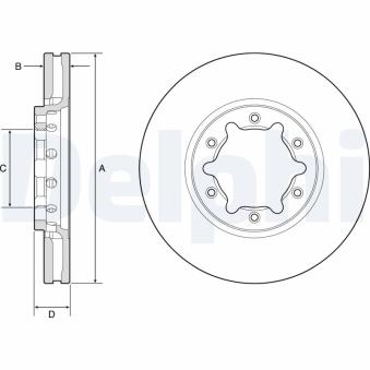 Jeu de 2 disques de frein avant DELPHI BG9179 pour NISSAN PATROL 4.8 - 245cv
